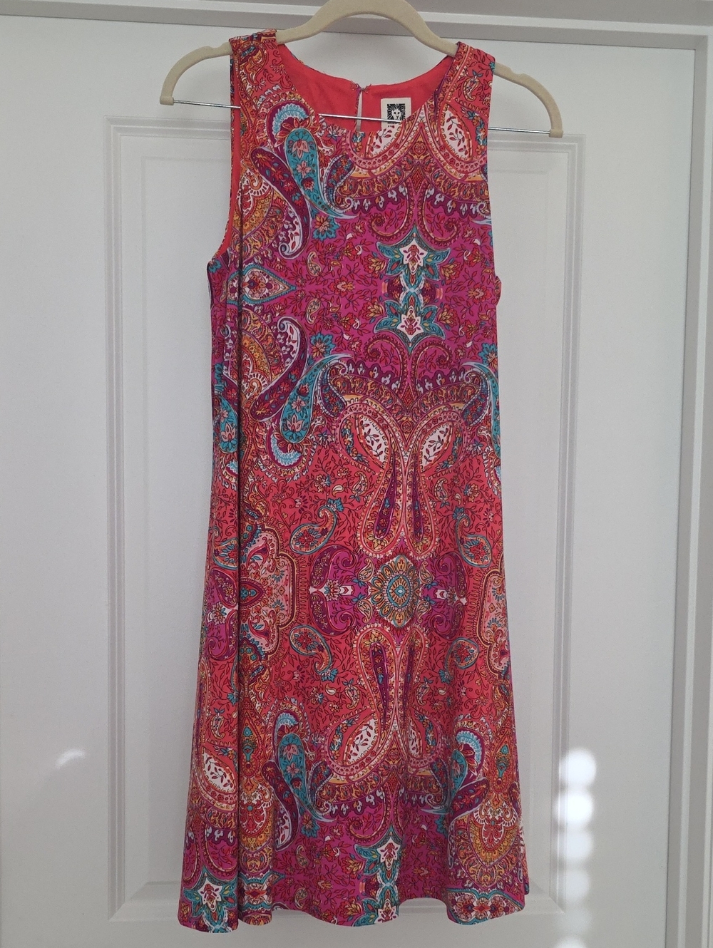 Anne Klein Coral and Pink Paisley Sleeveless Dress